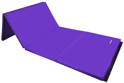 Image of BalanceFrom 6x4 Feet 4-Panel Folding Gymnastics Mat - 2-Inch Thick Pad with Vinyl Surface and Carrying Handles for Tumbling, Yoga, Pilates, Home Workouts, and Martial Arts