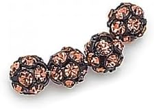 6 pcs Round Rhinestone Bracelet Spacer Charm Beads 6 mm Hyacinth Black BALL-9002-6B-6