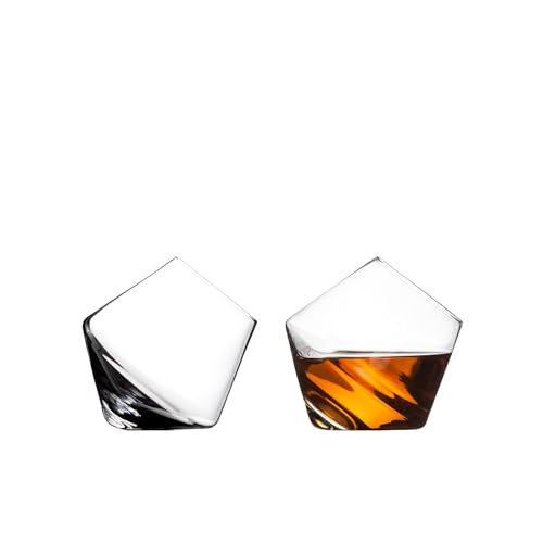 Sempli Cupa-Rocks Tumbler Glasses Set of 2 - Hand Blown Whiskey Glasses for Scotch, Bourbon & Brandy, Lead-Free Crystal, Swirling Aeration, Ultra Clear - 9.25 oz