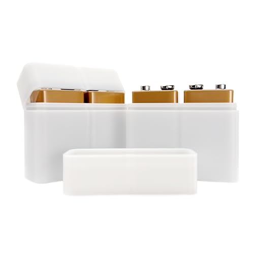 Slimline 9V Battery Case, Compact Durable TPU Organizer for Safe Storage, Travel & Home Organization – 2-Pack (Holds 2 9V Batteries)