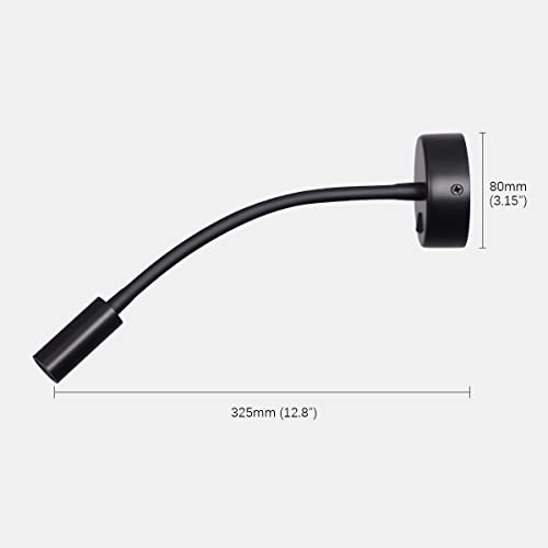 Image of Wall Mounted Reading Lamp LED 3W Warm White 3000K Hardwired for Reading Matt Black(Black Hard-Wired 2PCS)