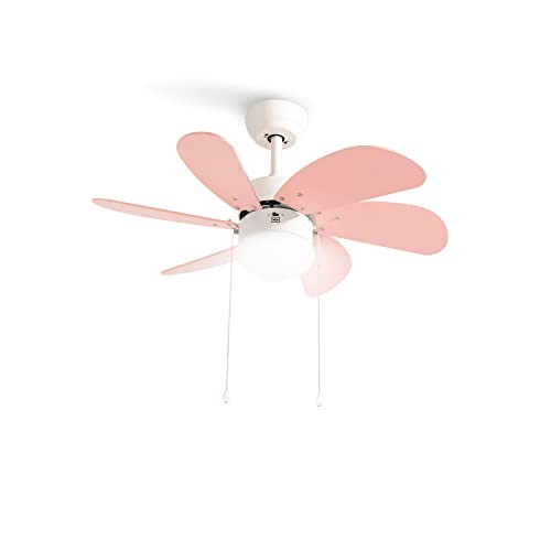 CREATE / WINDLIGHT EASY AC/Ventilador techo con luz blanco aspas reversibles rosas y madera...