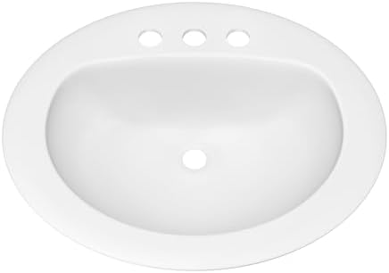 PROFLO PF20178 Rockaway 20-1/2" Oval Vitreous China Drop In Bathroom Sink with Overflow and 3 Faucet Holes at 8" Centers - White