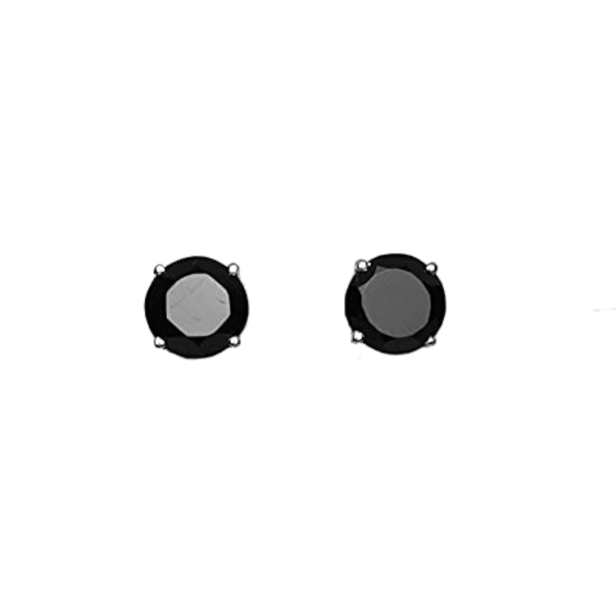 Women's Natural Black Spinel Stud Earrings, 9 MM Round