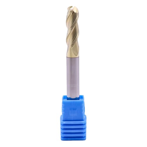 Image of 1 /4 inch 3 Flute Solid Carbide Ball Nose End Mill for Aluminum, ZrN Coated | 37 Helix, 1 /4 inch Cutting Dia, 1 /4 inch Shank Dia, 3 /4 inch Length of Cut, 2-1 /2 inch Overall Length, for Milling Aluminum and Copper