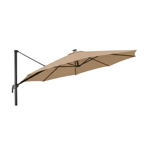 Garden Winds Heavy Duty Reinforced RipLock 500 Replacement Canopy Top Cover Compatible with Everhome 11' Offset Solar Umbrella Models 69745277, 69745276, 69745278, 69745279 - Beige