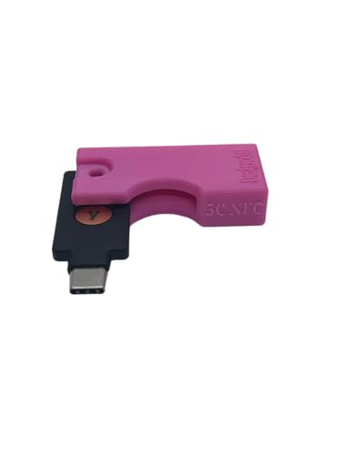 Funda para Yubikey 5C NFC rosa con tapa protectora y enganche para llavero 2