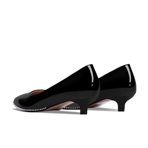 Women's Low Kitten Heel Pointed Toe Pumps Comfortable Slip-on Office Dress Shoes4