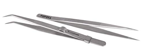Precision Tweezers Set, Pointed Anti-Static Stainless Steel Long Tweezers Kit Curved Tweezers for Electronics, Laboratory Work, Jewelry-Making, Craft, Soldering, etc