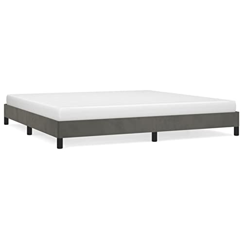 IKAYAA Base Tapizada para Colchón, Cama Tapizada 200 x 200 cm, Somier de Láminas de Madera, Fácil Montaje, Gris Oscuro