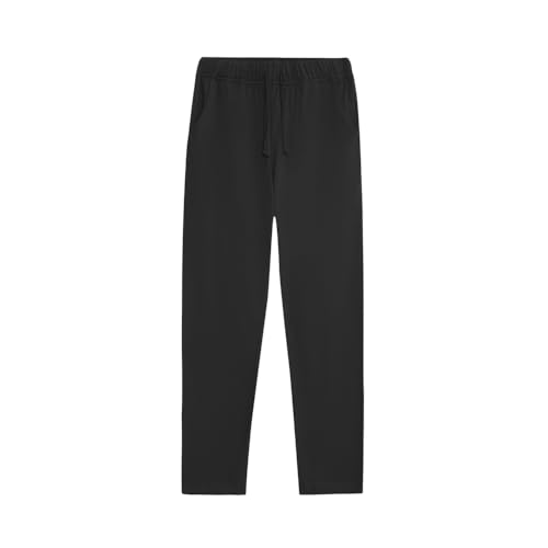 Elemge%100 Pamuk Premium Esnek Kumaş Regular Pijama Altı Beli Lastikli İpli Cepli Terletmez Siyah Erkek (Siyah, L)