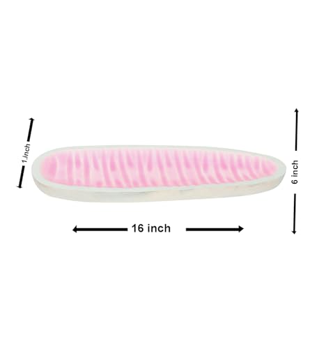 Image of Pretty in Pink Serving Platter | Pink & White Enamel Coating | Multipurpose Platter for Snacks, Fruits & Desserts | Decorative Tableware