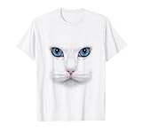 Beautiful White Cat Face with Blue Eyes Cats Lovers T-Shirt
