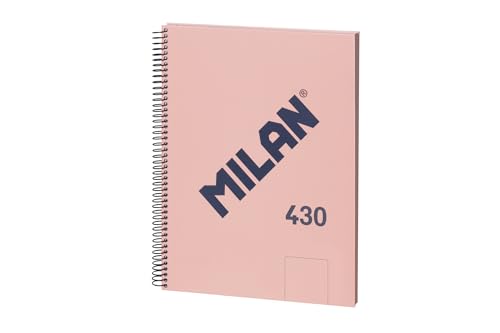 MILAN® Cuaderno A4 con espiral y tapa dura, 80 hojas blancas de 95 gr/m², colección 430 since 1918, rosa