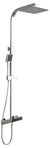 ZIK Columna de ducha con grifo termostático, multifunción, regulable en acero inoxidable – cromado