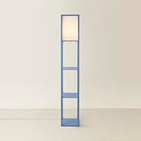 ValueLights | Struttura Pastel Blue Wood Shelving Floor Lamp with Fabric Shade with LED Bulb | Floor Lamps, Home Décor & Improvement Essential | Included LED Bulb