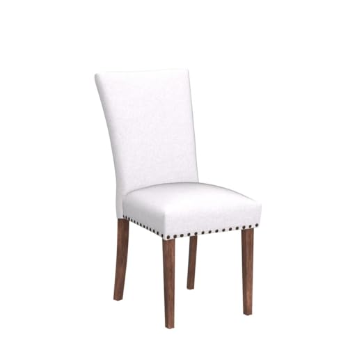 Image of Parsons Dining Chairs Set of 4, Upholstered Nailhead Dining Room Kitchen Side Chair with Thick Cushions and Wood Legs, Light Grey