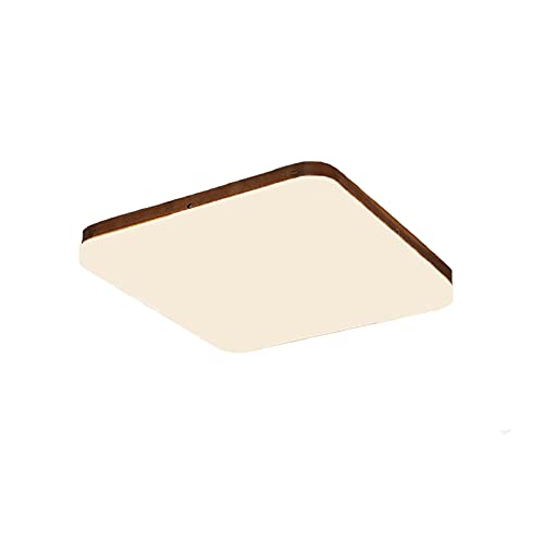 Plafonnier bois LED trois tons à intensité variable et design carré moderne 43cm