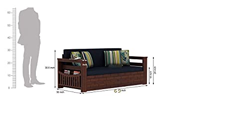 Image of MAHADEV Home Furnishing Solid Sofa Cum Bed for Living Room | Sofa Cum Bed with Storage & Matters for Hall Bedroom Home | Colour - (Walnut Finish)