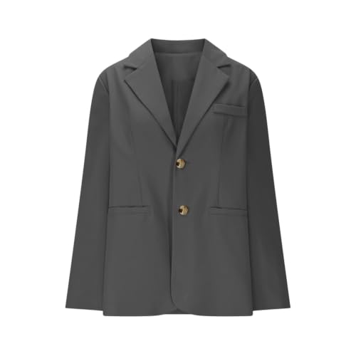 Loinjsnktng Womens Blazers Dressy Casual with Pockets Long Sleeve Open Front Button Blazer Office Travel Lapel Suit Jackets Grey - image 3