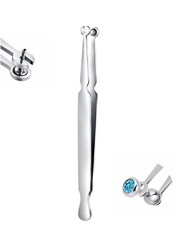 GEMQUEEN Piercing Clamps for Changing Jewelry : Stainless Steel Piercing Ball Grabber Tool Flat Back Earrings Applicator Thread Threadless Push Pins Body Jewelry Tools for Ear Nose Lip