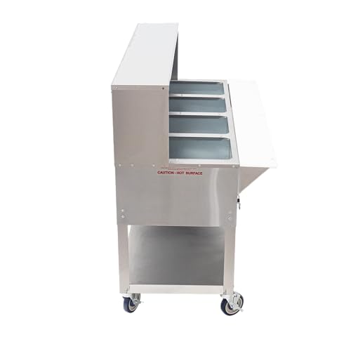 kratos commercial mobile electric steam tablehot food table with overshelf and sneeze guard 4 wells stainless steel nsf 120v 28w-203