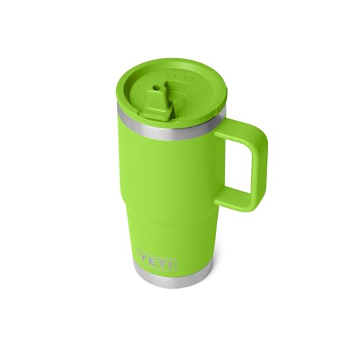 Image of YETI Rambler 20 oz Travel Mug with Flip Straw Lid - Stainless Steel, Vacuum Insulated, Leakproof, Cup Holder Friendly, Venom