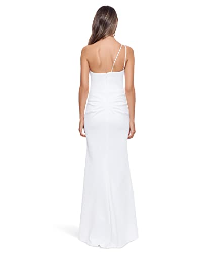 "Daniella" Long One Shoulder Scuba Crepe Ruffle Dress3