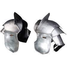 Nautical-Mart Medieval Pauldrons Shoulder LARP Fantasy Armor Set Silver