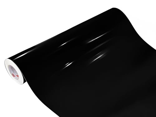 DecoMeister Vinilo Adhesivo Alto Brillo Papel Para Muebles Cocina Armario Puerta Película Decorativa Impermeable Para Forrar Mesa Lámina Autoadhesiva Unicolor En Rollo 100x50 cm Negro Brillante