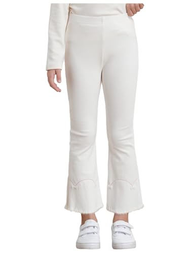 JanJean Knitted Wide Leg Pants Casual Ribbed Elastic Waist Sweater Pants Embroidery Flared Plush Hem Pants for Outdoors