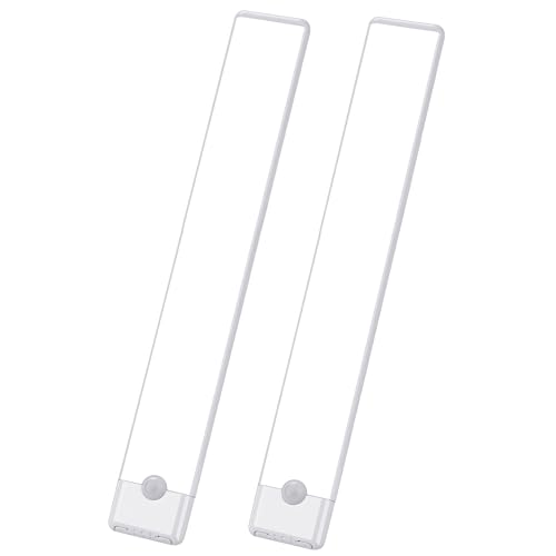 51-LED Motion Sensor Under Cabinet Lights, Magnetic Rechargeable Under Counter Closet Lights, Wireless Night Light Bar Stick-On, for Kitchen Wardrobe Cupboard Stairs Bedroom, 2-Pack, Cool White