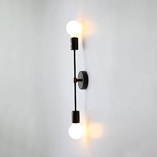 Lámpara montada de tocador de pared negra mate de 2 luces para baño y dormitorio