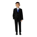 Spring Notion Big Boys' Modern Fit Dress Suit Set 12 Black w/ Royal Blue Tie