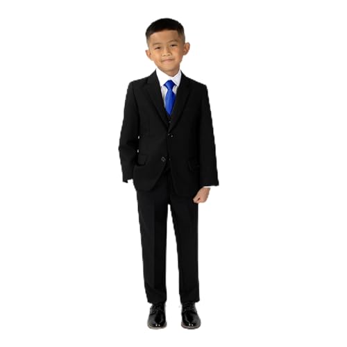Spring Notion Big Boys' Modern Fit Dress Suit Set 12 Black w/Royal Blue Tie
