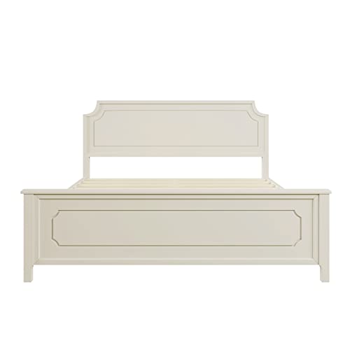 Softsea King Size Bed Frame, Platform Bed Frame With Wooden Headboard And Footboard, No Box Spring Needed, Easy Assembly, Milky White #TOP3