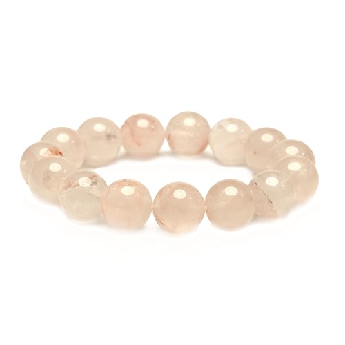 Bracelet de quartz de l'Himalaya rose naturel perles extensibles rondes 8mm P16-P