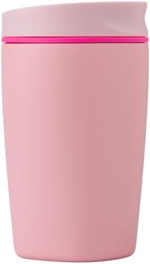 Image of EasySip Slider Insulated Stainless Steel Coffee Tumbler, Reusable Hot & Iced Coffee Travel Mug, Leak-Proof BPA-Free Cup (Pink, 12 oz)
