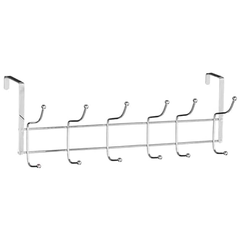 Over Door Hook Hanger for Clothes Bedroom Bathroom Door - Over The Door Hook for Hanging Clothes Coat, Stainless Steel Over Door Hanger, Over Door Coat Hooks - 12 Hooks Cover