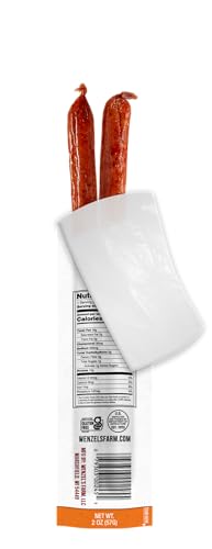 Wenzel’s Farm Spicy Sticks │Supports Active Lifestyles │ Flavorful, Naturally Smoked │ High Protein, Low Carb │ No MSG, Fillers, Binders, Artificial Colors │ Gluten Free | 32 sticks (16 packs of 2)