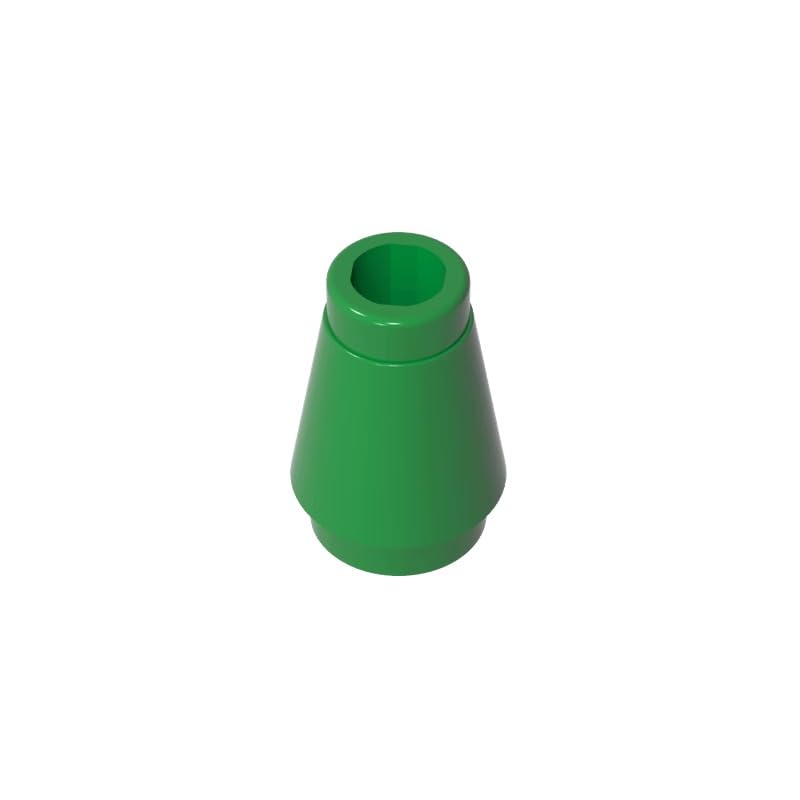 Gobricks GDS-606 Cone 1 x 1 [No Top Groove] 50PCS Compatible with Lego 4589 59900 64288 28701 DIY Parts and MOC Components for Major Brick Brands Color?Green 28