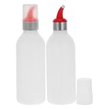UPKOCH 16oz Sauce Bottles 2-Pack, PP Body & T P R Nozzle Squeeze Dispenser, Dishwasher-Safe Condiment Bottles for Oil/Ketchup/Dressing, Kitchen Tools (Mixed Colors)