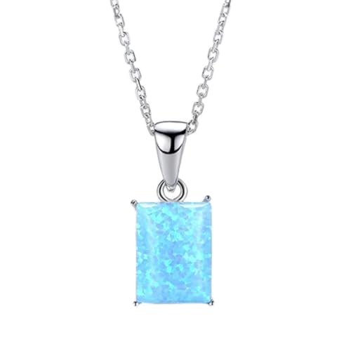 Collier en argent 925 pour femme pendentif carré opale de feu