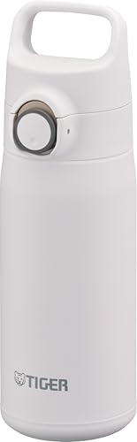 TIGER-Water-Bottle-169-oz-500ml-Ultra-Light-Vacuum-Insulated-Travel-Mug-with-Slanted-Handle-One-Push-Leak-Proof-Lid-188-Stainless-Steel-MTA-J050WH-Smoke-White TIGER Water Bottle 16.9 oz (500ml), Ultra-Light Vacuum Insulated Travel Mug with Slanted Handle, One-Push Leak-Proof Lid, 18/8 Stainless Steel, MTA-J050WH, Smoke White - Image 1