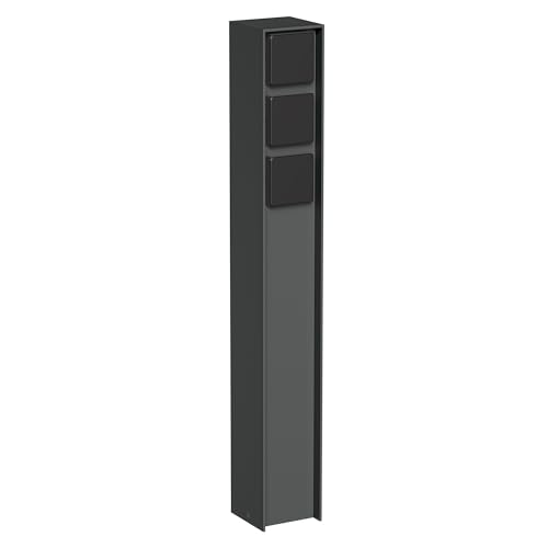 ledscom.de Garten Steckdosensäule PODEL für außen IP44 3-Fach anthrazit eckig 60 cm