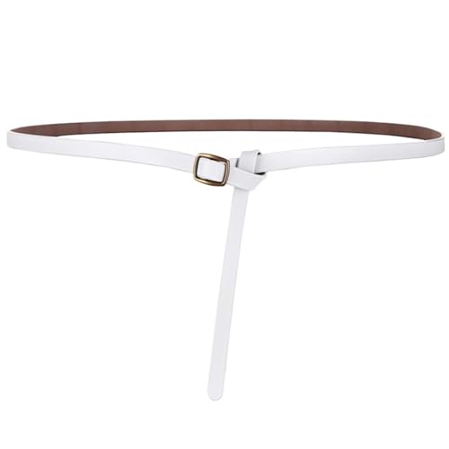 Decorative Belt Narrow Leather Belts For Women Decorative Waistband For Dress Or Skirt Or Overcoat Girdle Width 1.0 Cm for Country Concert Outfit(105cm,White)