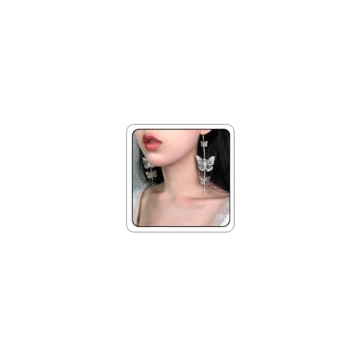 FXmimior Fashion Women Earrings Vintage Silver Butterfly Long Bohemian Long Chain Drop Dangle Earrings Jewelry for Women and Girls