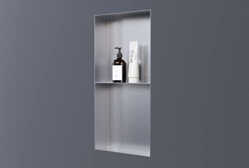 BERNSTEIN Wandnische NT306010X 30 x 60 x 10 cm aus Edelstahl randlos befliesbar mit Ablage für Dusche, Badewanne oder Waschtisch in Edelstahl gebürstet für modernes und platzsparendes Baddesign