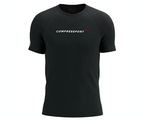 Compressport - Camiseta deportiva, ultraligera, transpirable y de secado rápido, libertad de movimiento, running y entrenamiento (FR/ES, Alpha/letras, S, talla normal, color negro, Negro , S