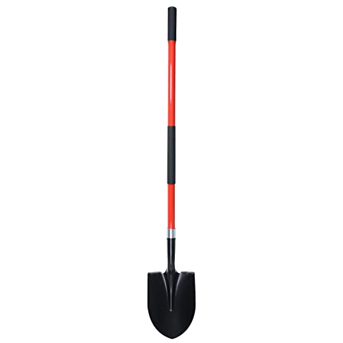 VNIMTI Heavy Duty Gardening Shovel, 56 Inch Round Blade with Fiberglass Handle (Red)
